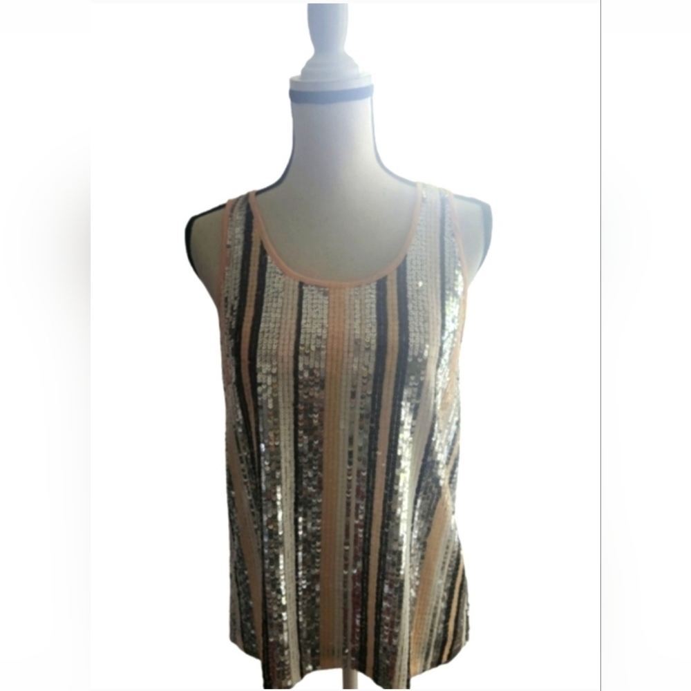 Isla Maude Women's Lined Multi Colored Sequins Summer Crew Neck Tank Top - Picture 4 of 15